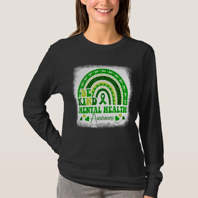 Camiseta O Arco-Íris Verde É Gentil Para A Sua Saúde Mental (Frente)