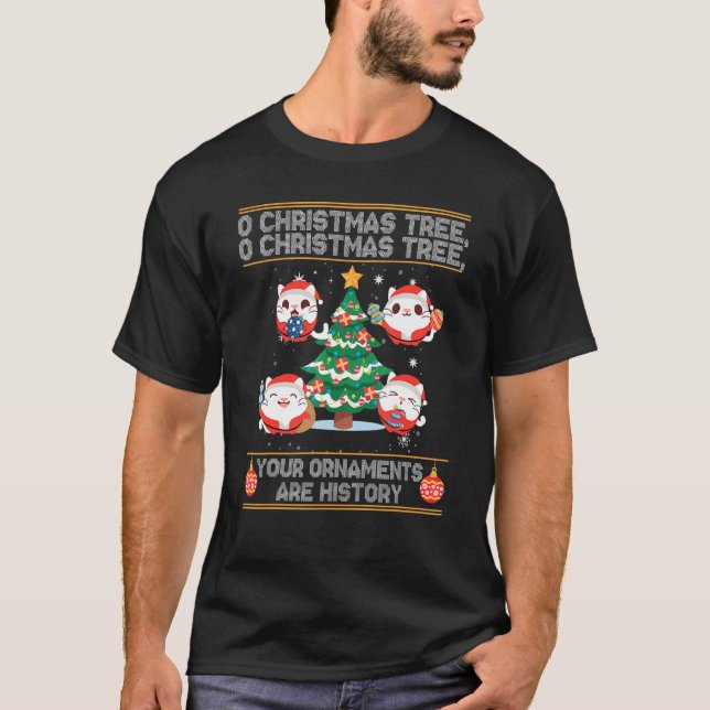 Camiseta O Árvore de Natal Seus Ornamentos São História (Frente)