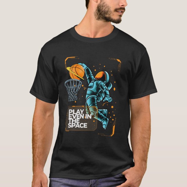Camiseta O Astronauta Dunkin Toca Um Esquema Mesmo No Espaç (Frente)