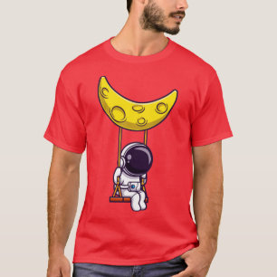 Camiseta O Astronauta No Cartoon Da Lua