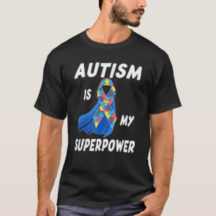 Camiseta O Autismo É Meu Superpoder Fita de Conscientização