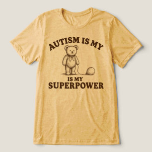Camiseta O Autismo É Meu Superpoder Urso Teddy Engraçado