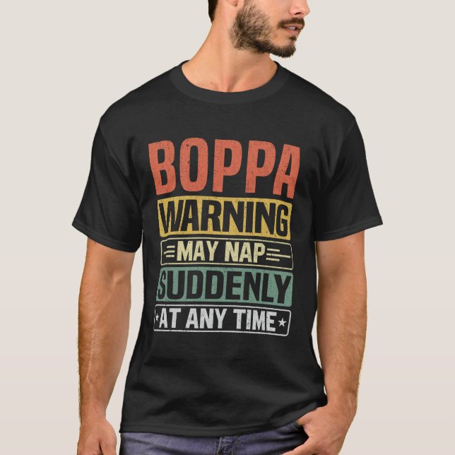 Camiseta O aviso de Boppa pode dormir repentinamente a qual (Frente)