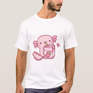 Camiseta O Axolotl, Cor De Rosa, Amém O Leite De Morango