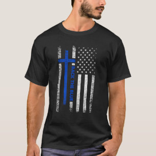 Camiseta O Azul Da Polícia Cruzada De Jesus Azul Azul