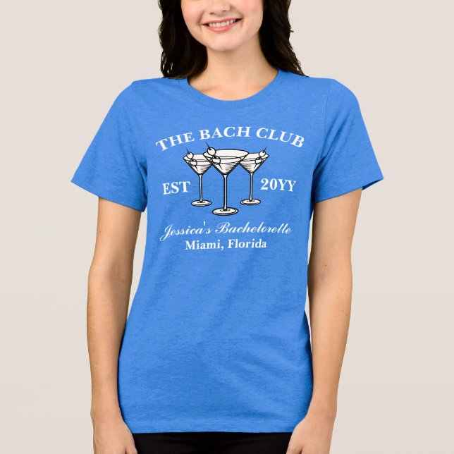 Camiseta O Bach Club Luxury Bachelorette Trip Matching (Frente)