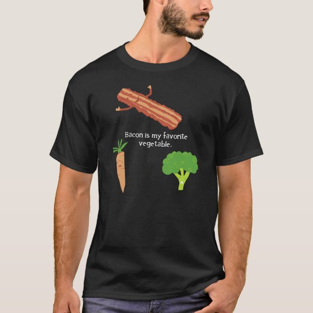Camiseta O bacon é meu vegetal favorito (escuro) (Frente)