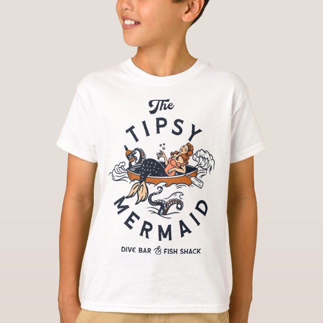 Camiseta O Bar De Mergulhação E A Cama De Peixes Tipsy (Frente)