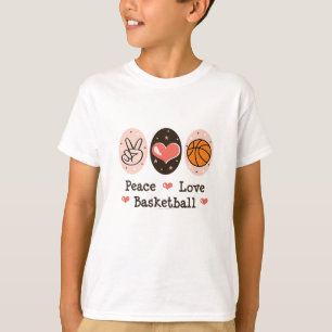 Camiseta O basquetebol do amor da paz caçoa a camisola