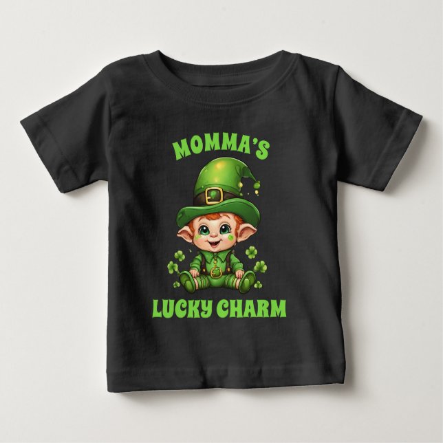 Camiseta O Bebê do Charme Sortudo da mamãe (Frente)