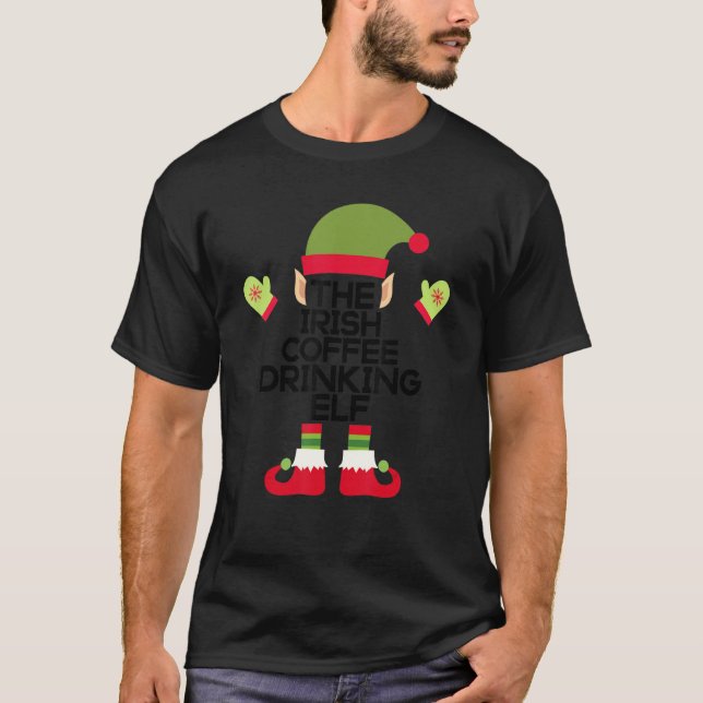 Camiseta O Bebendo Irlandês De Café Elf Funny Whiskey Crist (Frente)