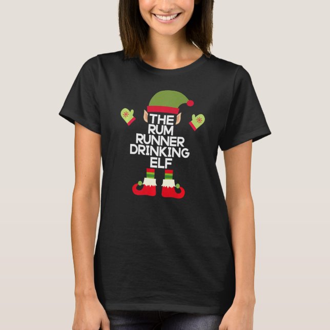 Camiseta O Bebendo Rum Runner Elf Natal (Frente)