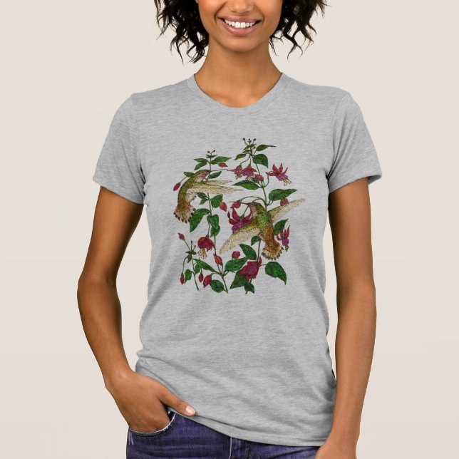 Camiseta O beija-flor de Allan e a Fuschia (Frente)