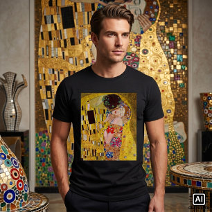 Camiseta O Beijo de Gustav Klimt, Arte Nova Antiga