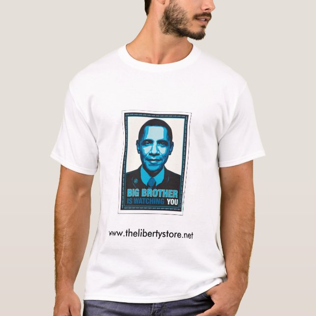 Camiseta O big brother está olhando-o - Obama (Frente)
