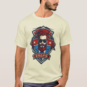 Camiseta O Bigode Elegante - Design de Insígnia de Estrelas