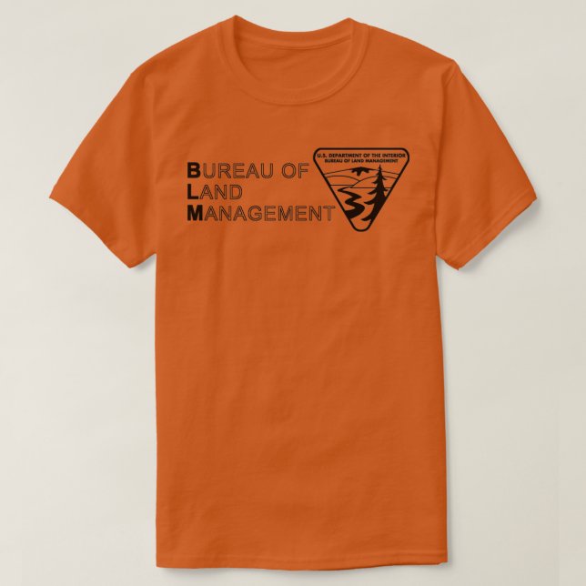 Camiseta O BLM Bureau Original de Land Management Black (Frente do Design)