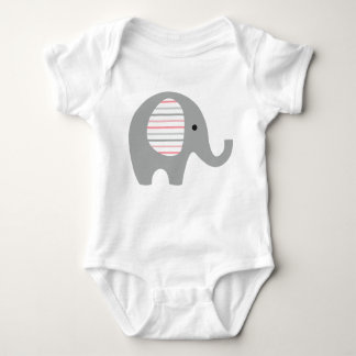 Camiseta O Bodysuit do bebê com rosa cinzento do elefante