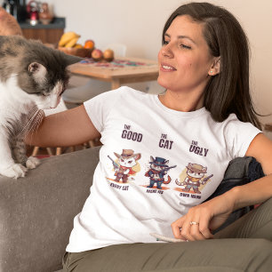 Camiseta O bom do gato, o feio e engraçado gato fora da lei