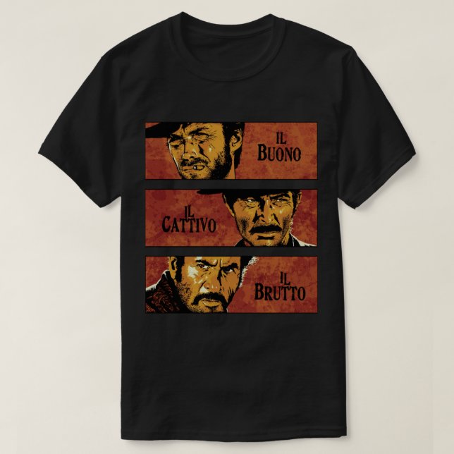 Camiseta O Bom, o Mau, e a Essencial Camisa-T (Frente do Design)