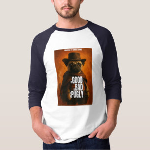 Camiseta O Bom o Mau & o Pugly Paródia de Filme