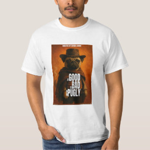 Camiseta O Bom o Mau & o Pugly Paródia de Filme