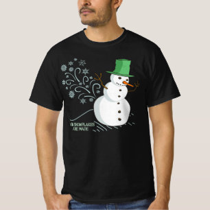Camiseta O boneco de neve engraçado Farts flocos de neve
