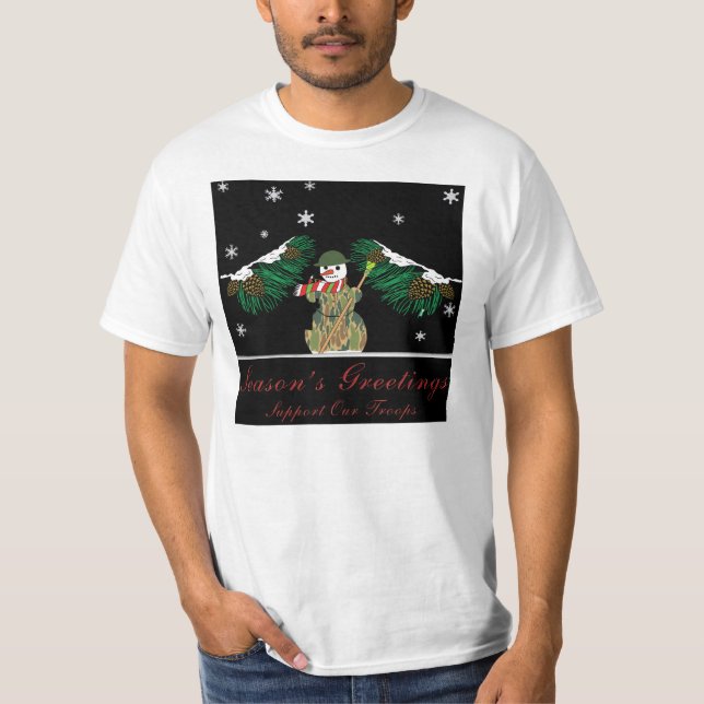 Camiseta O boneco de neve militar (Frente)