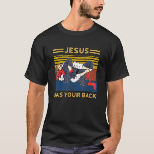 Camiseta O brasileiro Jiu Jitsu, Abraço Jesus, tem as costa