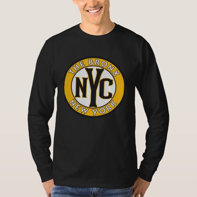 Camiseta O Bronx Nova York Sinal de Círculo Âmbar e Preto (Frente)