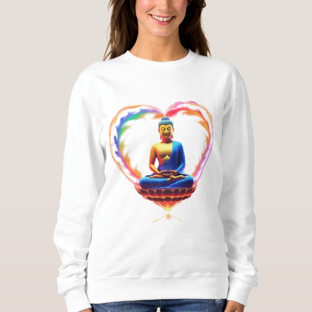 Camiseta 🌈 "O Buda do Amor: Cores da Compaixão ❤️ ✨ (Frente)