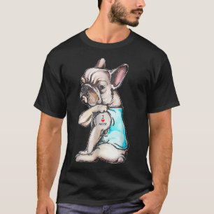 Camiseta O Buldogue Francês Tatuagem Eu Amo Mamãe Cachorro 