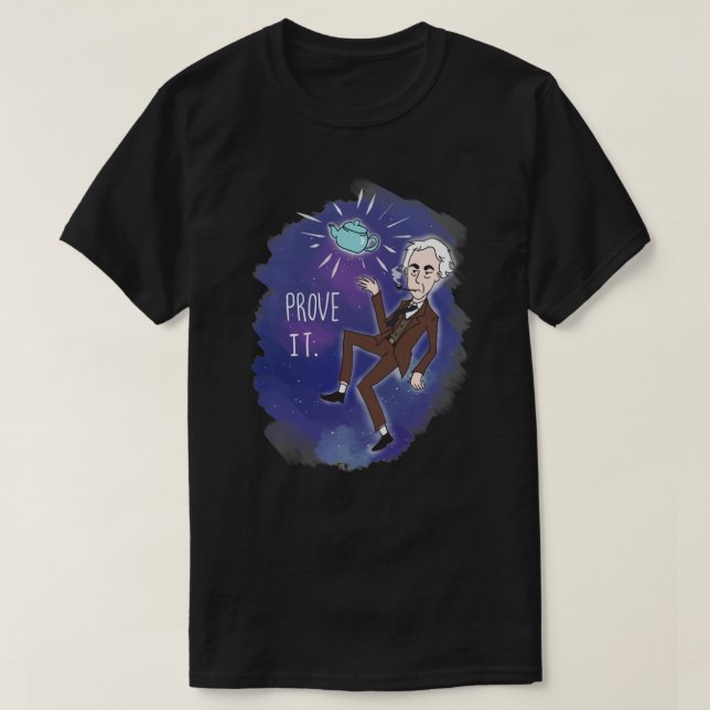 Camiseta O bule celestial de Bertrand Russell - T-Sh essenc (Frente do Design)