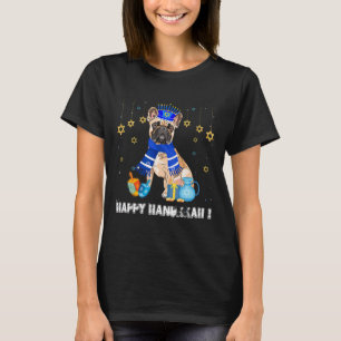 Camiseta O Bulldog Francês Menorah Hat Happy Chanukah Hanuk
