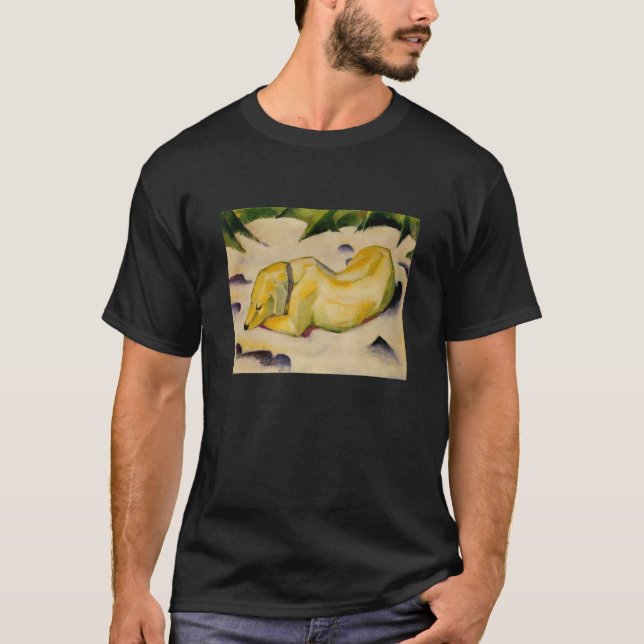 Camiseta O Cachorro de Franz Marc deitado na neve (Frente)