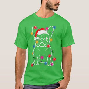 Camiseta O Cachorro Francês Papai Noel Luz Xmas Pajama Ho