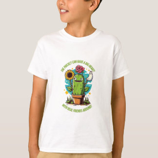 Camiseta O Cactus picante com coração grande - Kawaii Cute