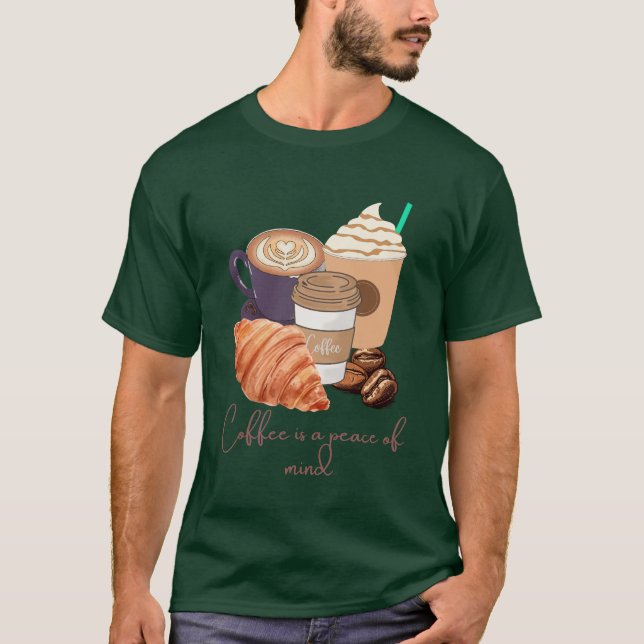 Camiseta O Café é Paz de Espírito – Design Calmo e Aconcheg (Frente)
