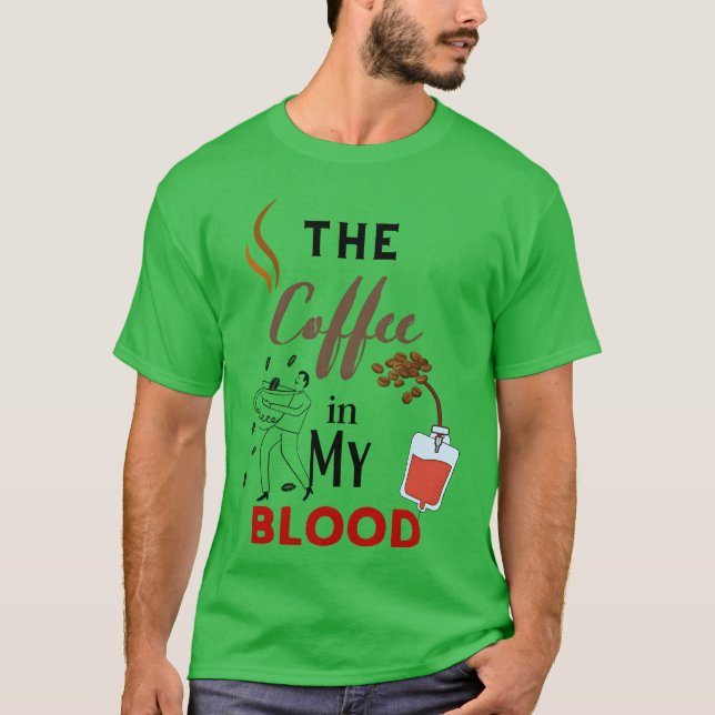 Camiseta O café no sangue vintage (Frente)