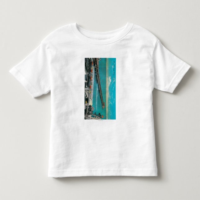 Camiseta O cais e a praia e a Long Beach (Frente)