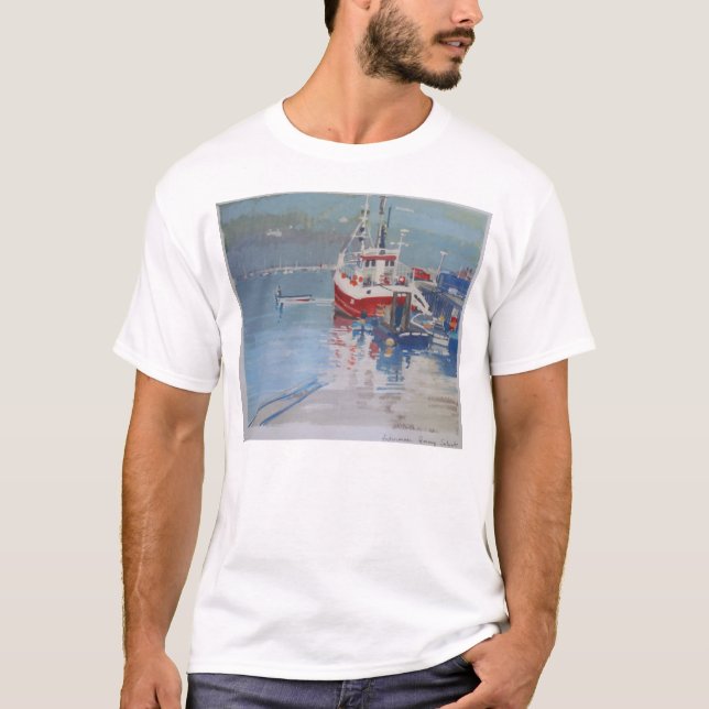 Camiseta O cais Salcombe do pescador (Frente)