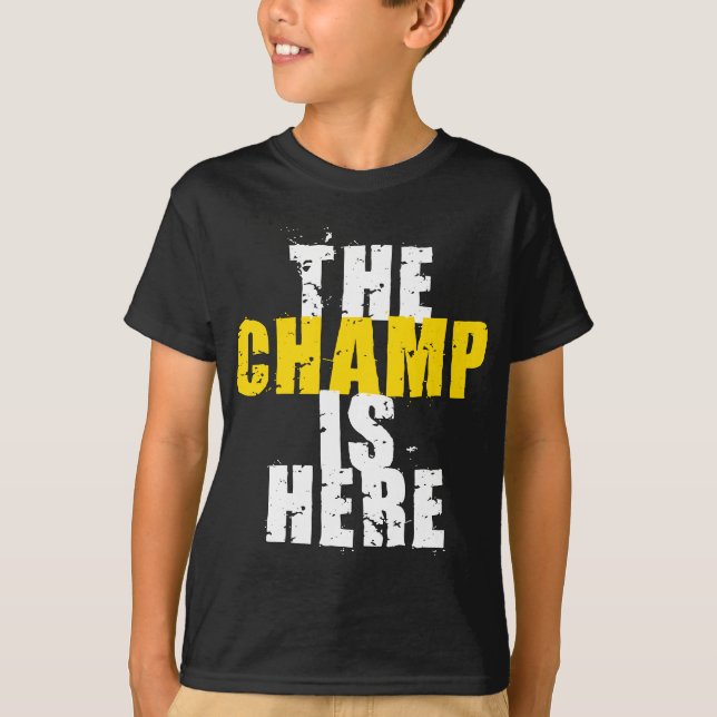 Camiseta O campeão está aqui, troféu de campeonato motivaci (Frente)