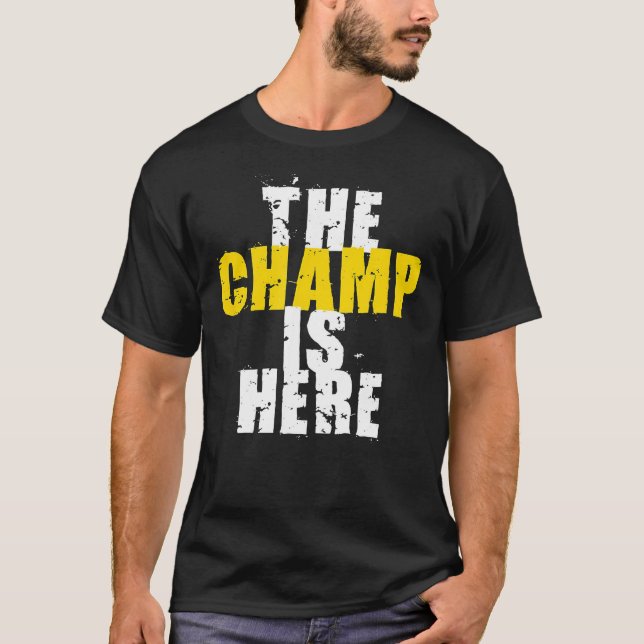 Camiseta O campeão está aqui troféu inspirador do (Frente)