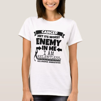 Camiseta O cancer da melanoma encontrou seu inimigo mais