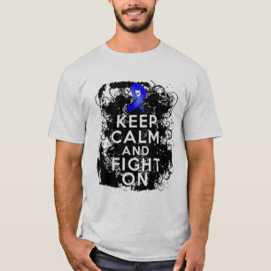 Camiseta O cancro do cólon mantem a calma e luta-a sobre
