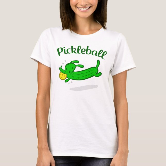 Camiseta O cão do Pickleball das mulheres conserva o (Frente)