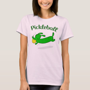 Camiseta O cão do Pickleball das mulheres conserva o