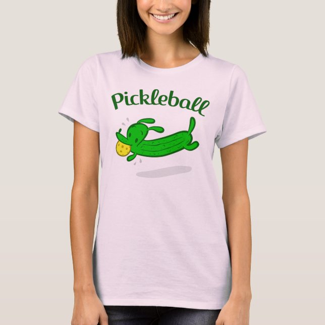 Camiseta O cão do Pickleball das mulheres conserva o (Frente)