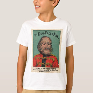 Camiseta O cão enfrentou o homem