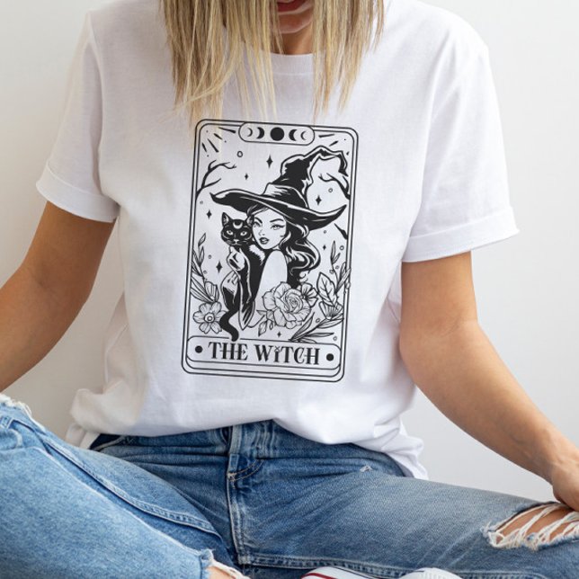 Camiseta O Cartão de Bruxa Tarot Halloween (Criador carregado)